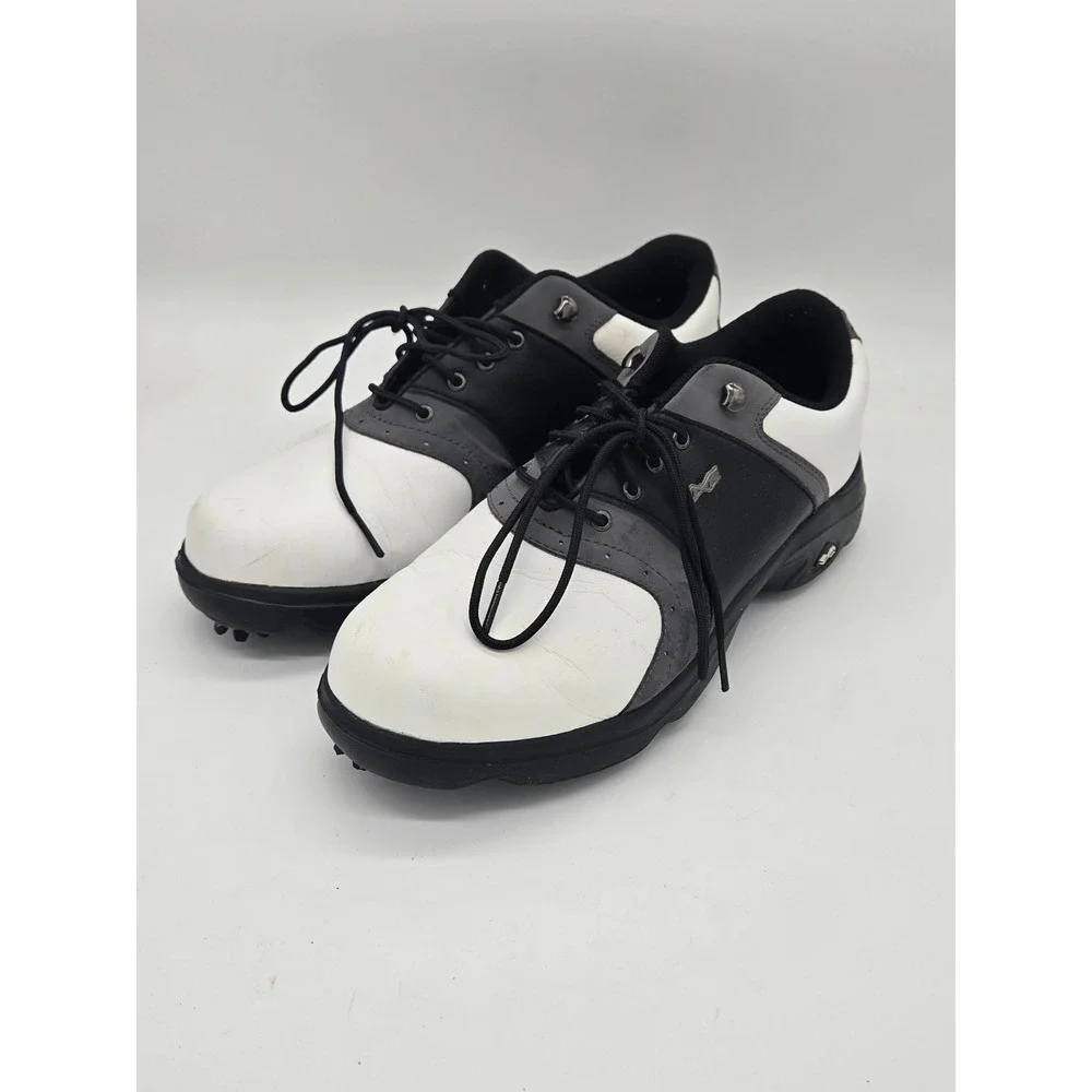 Etonic Offset Golf Shoes Mens 10.5 Black White Gray Soft Spikes